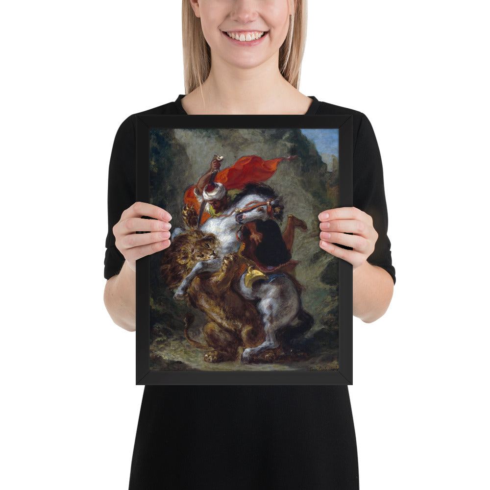 Arab Horseman Attacked by a Lion by Eugène Delacroix