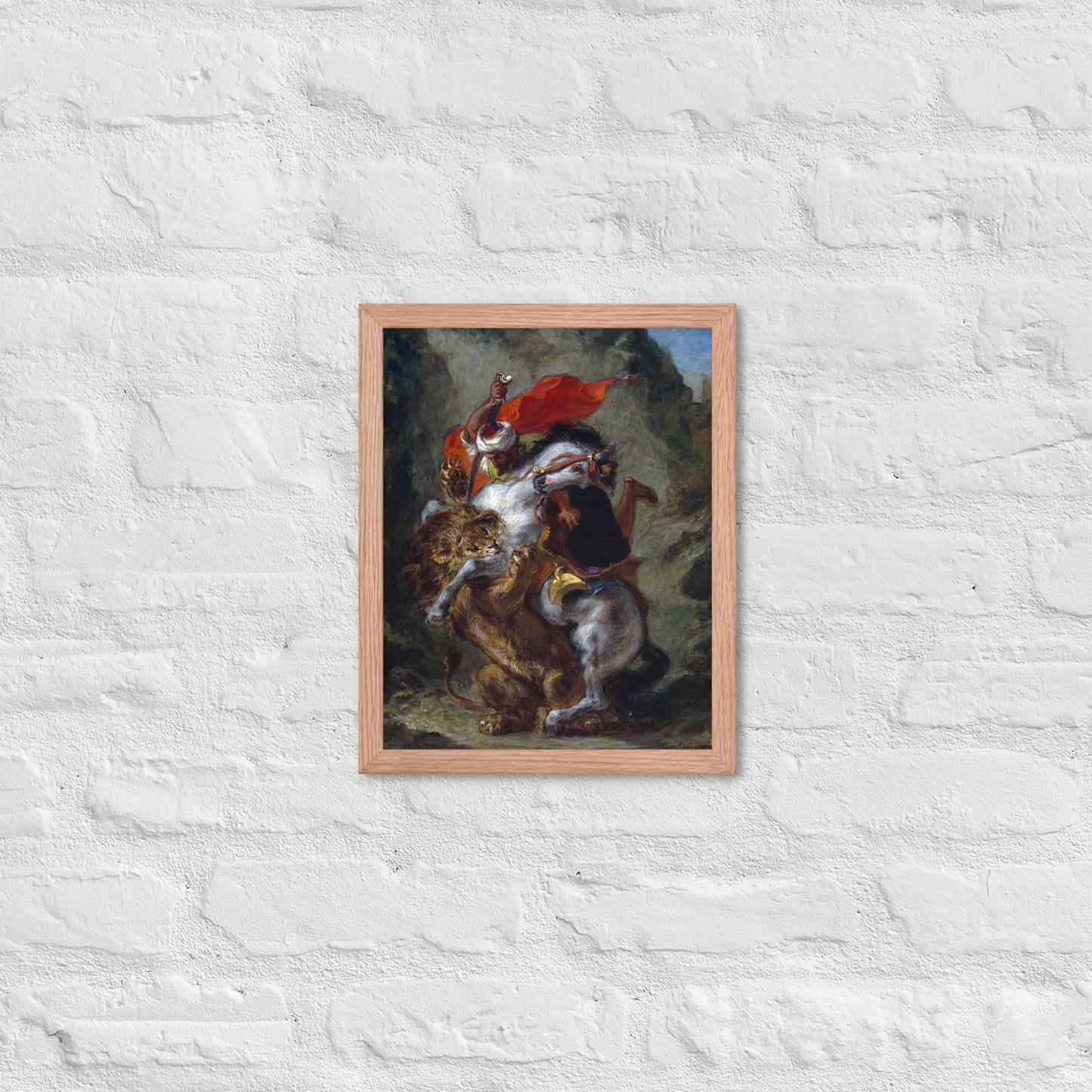 Arab Horseman Attacked by a Lion by Eugène Delacroix