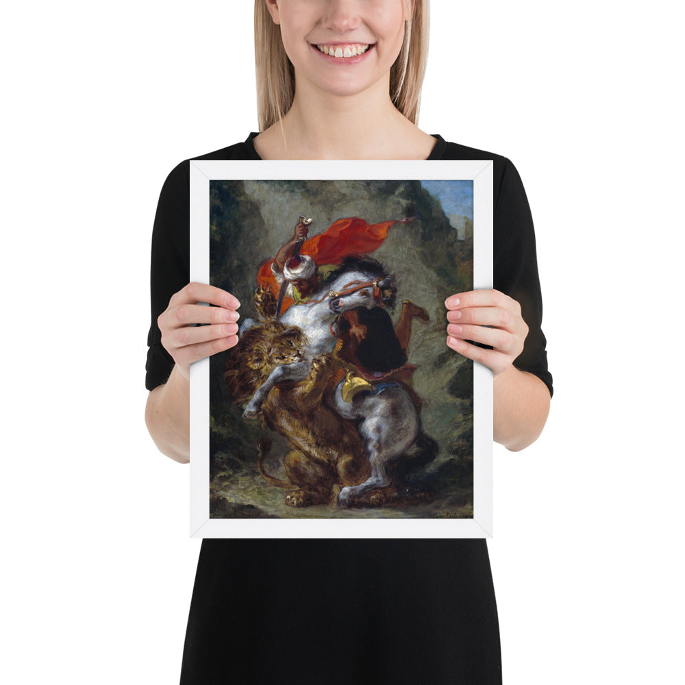 Arab Horseman Attacked by a Lion by Eugène Delacroix