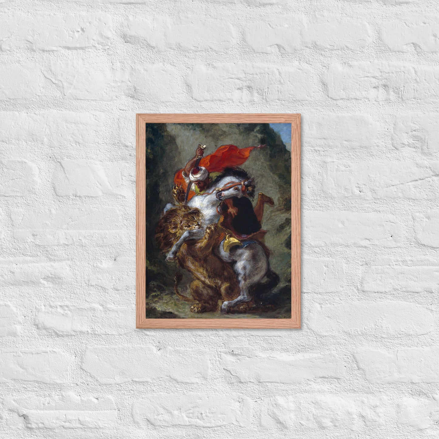 Arab Horseman Attacked by a Lion by Eugène Delacroix