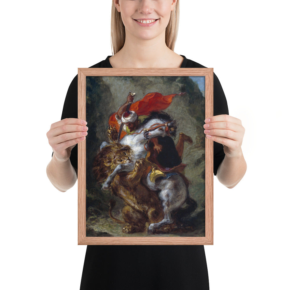 Arab Horseman Attacked by a Lion by Eugène Delacroix