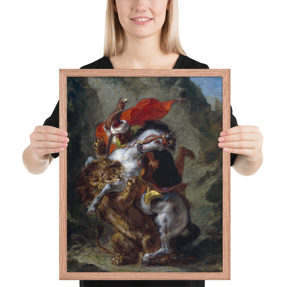 Arab Horseman Attacked by a Lion by Eugène Delacroix