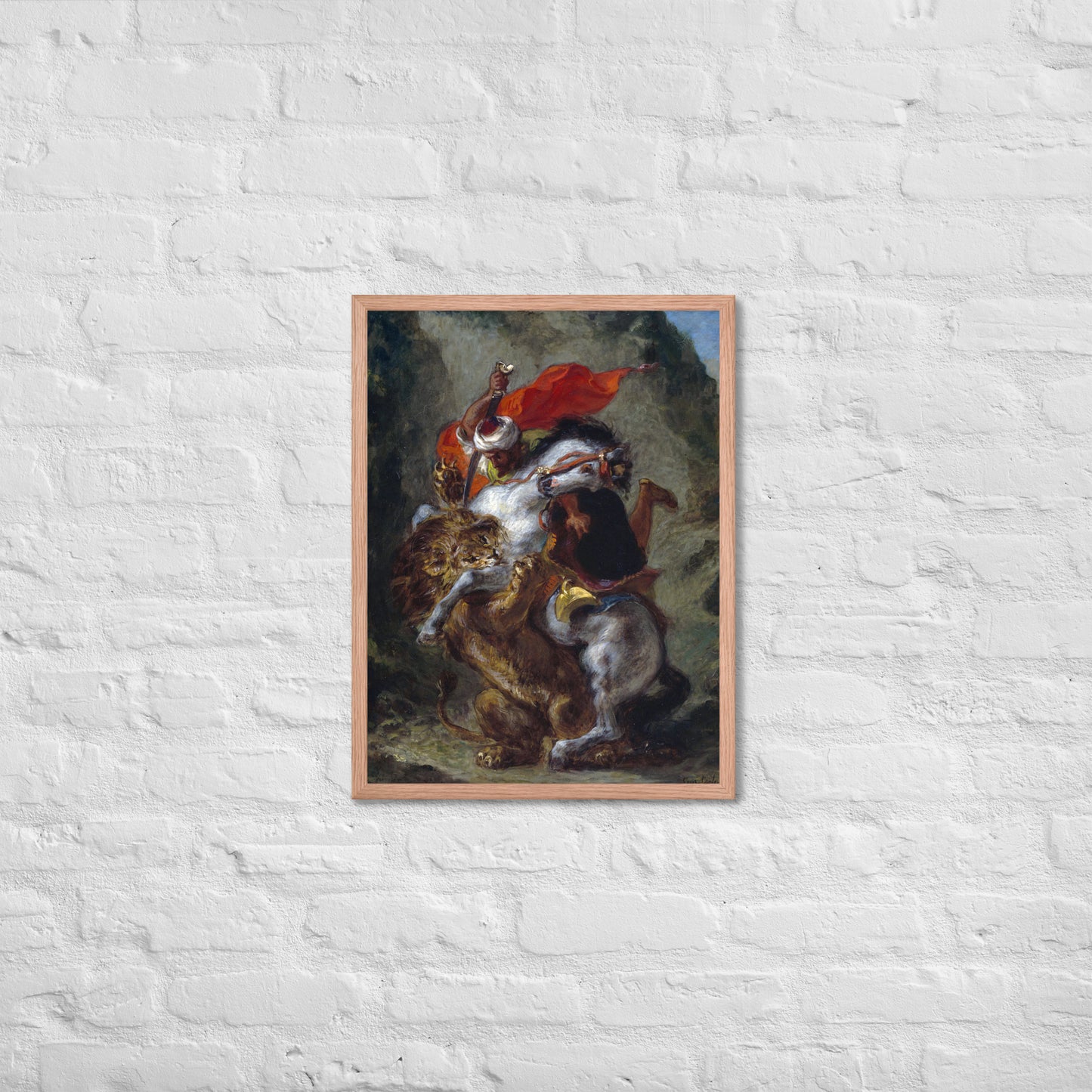 Arab Horseman Attacked by a Lion by Eugène Delacroix