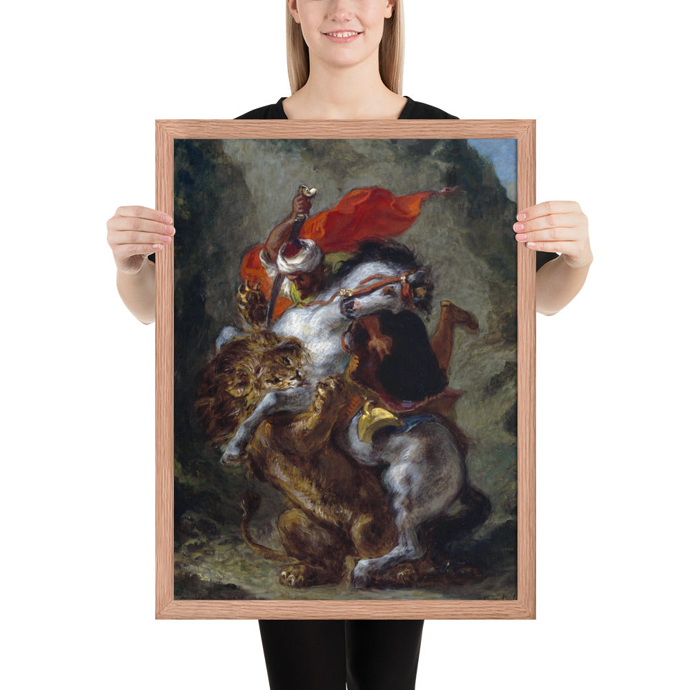 Arab Horseman Attacked by a Lion by Eugène Delacroix