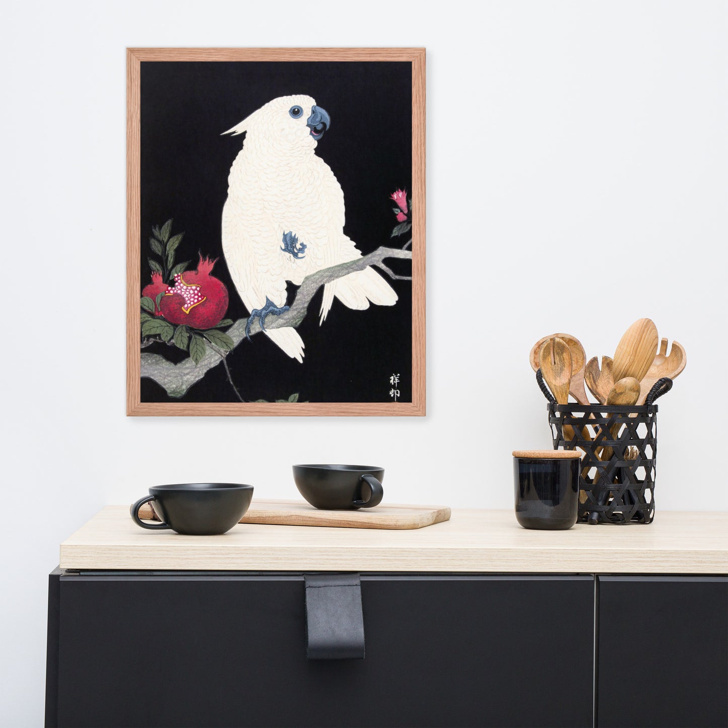 Cockatoo and Pomegranate by Ohara Koson