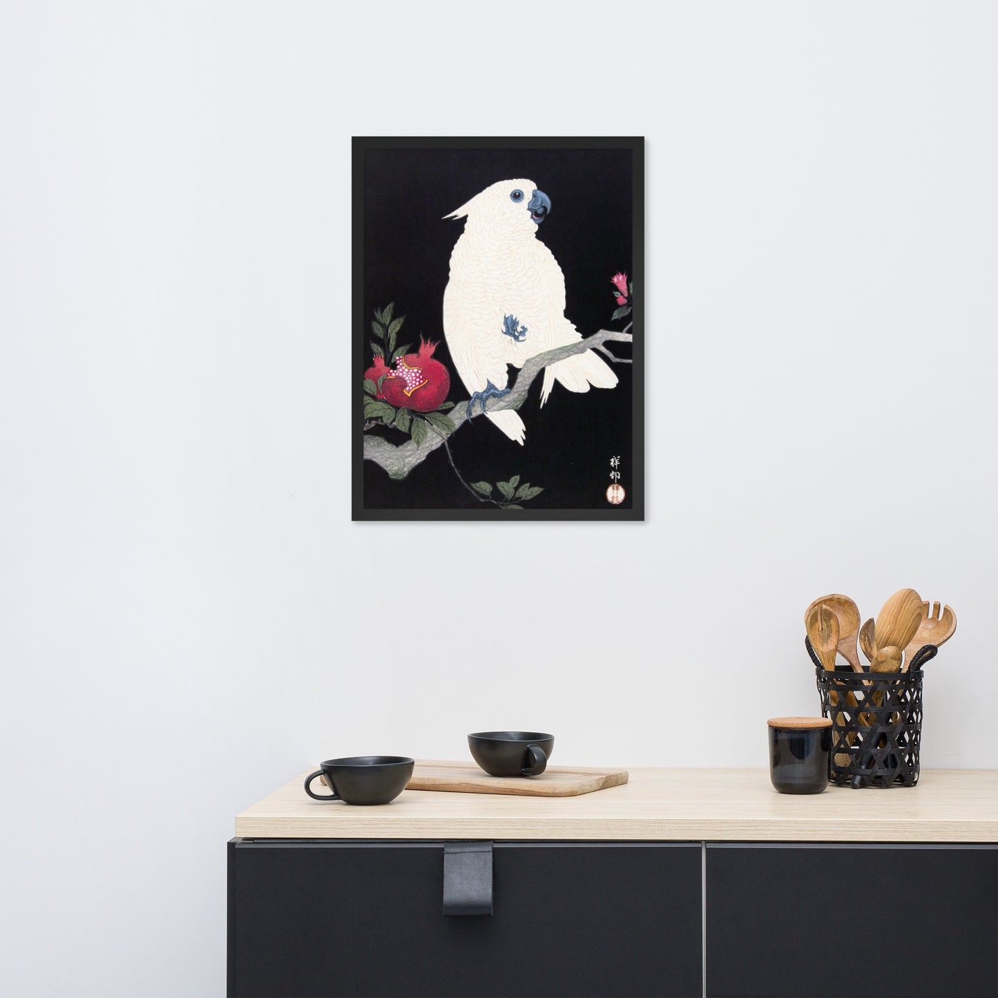 Cockatoo and Pomegranate by Ohara Koson