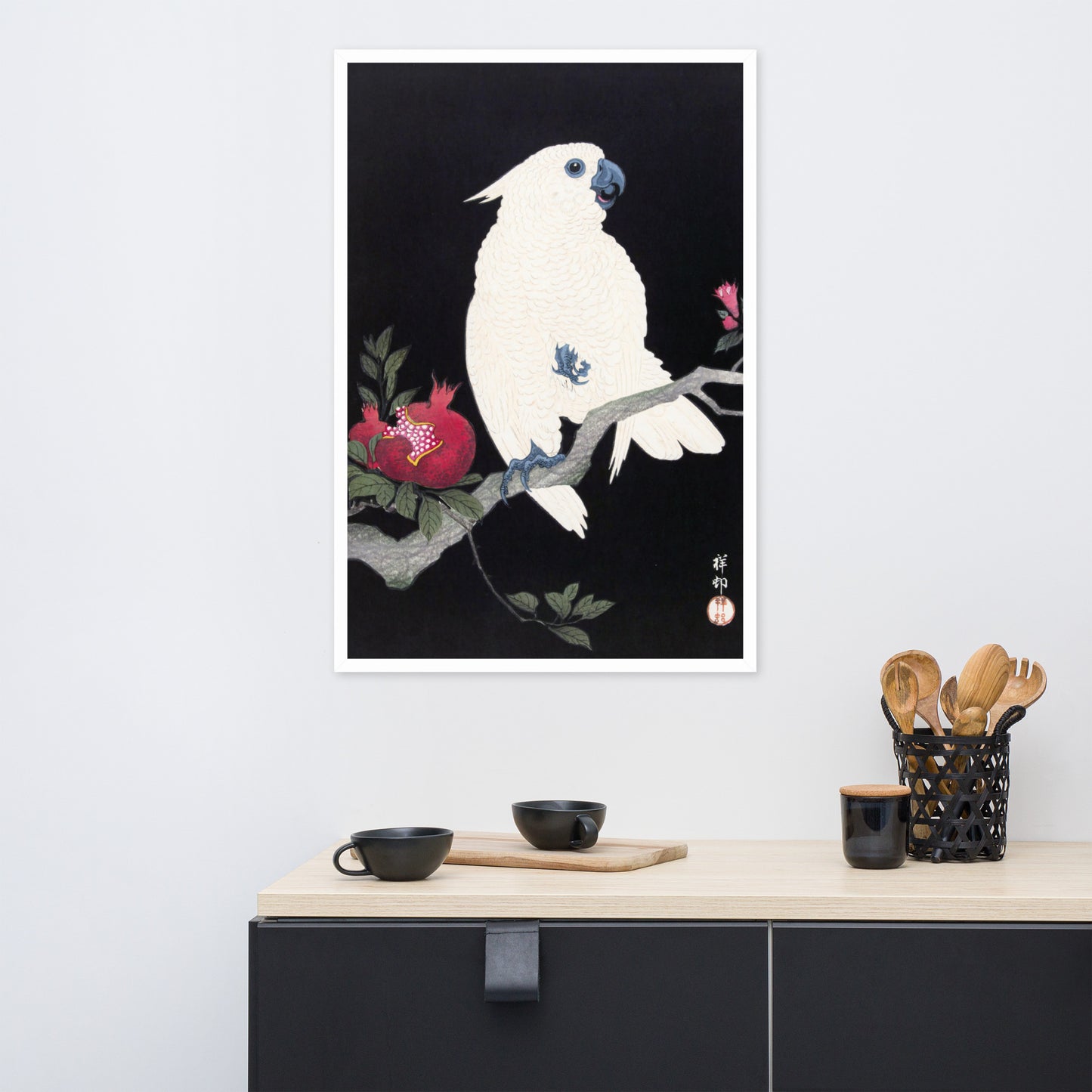 Cockatoo and Pomegranate by Ohara Koson