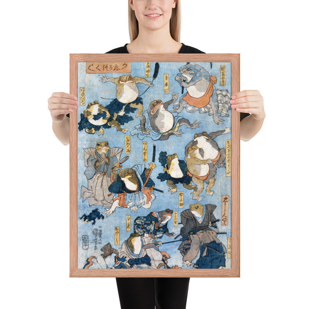 Famous Heroes of the Kabuki Stage Played by Frogs by Utagawa Kuniyoshi