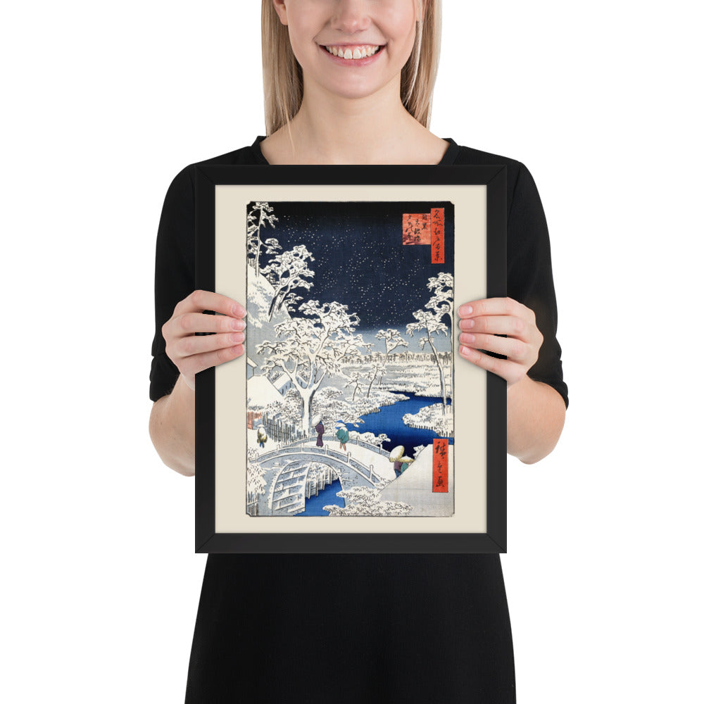 Drum bridge at Meguro and Sunset Hill by Utagawa Hiroshige