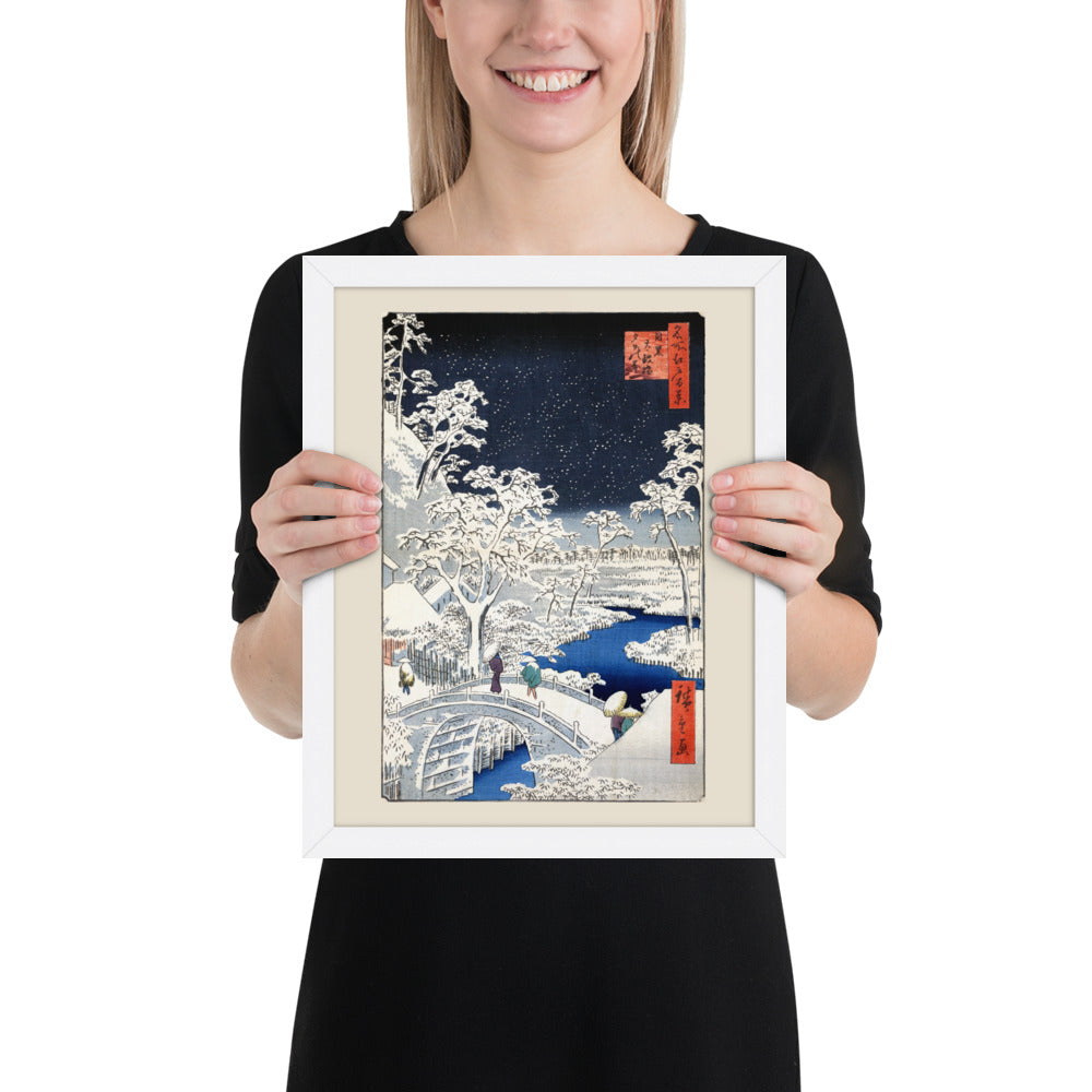 Drum bridge at Meguro and Sunset Hill by Utagawa Hiroshige
