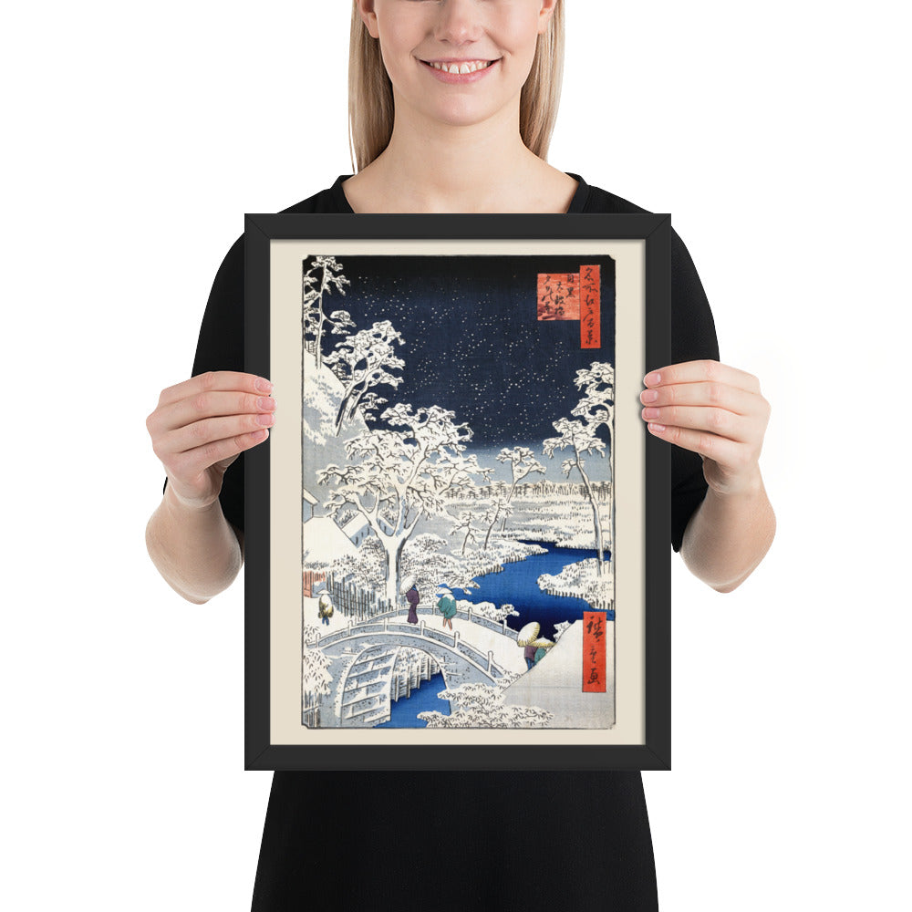 Drum bridge at Meguro and Sunset Hill by Utagawa Hiroshige