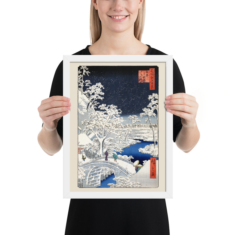 Drum bridge at Meguro and Sunset Hill by Utagawa Hiroshige