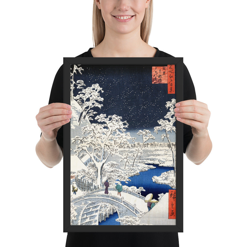 Drum bridge at Meguro and Sunset Hill by Utagawa Hiroshige