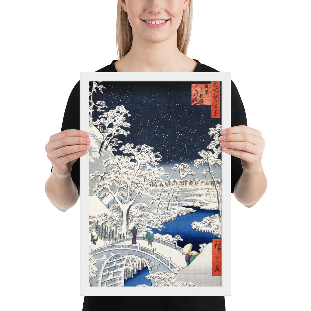 Drum bridge at Meguro and Sunset Hill by Utagawa Hiroshige