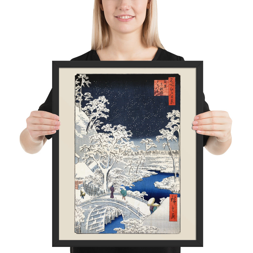 Drum bridge at Meguro and Sunset Hill by Utagawa Hiroshige