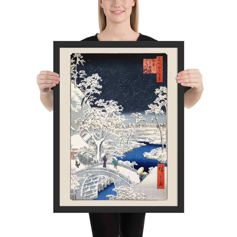 Drum bridge at Meguro and Sunset Hill by Utagawa Hiroshige