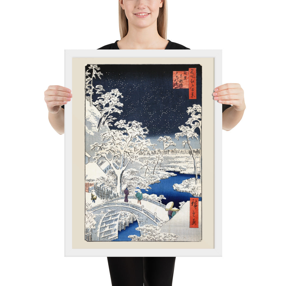 Drum bridge at Meguro and Sunset Hill by Utagawa Hiroshige