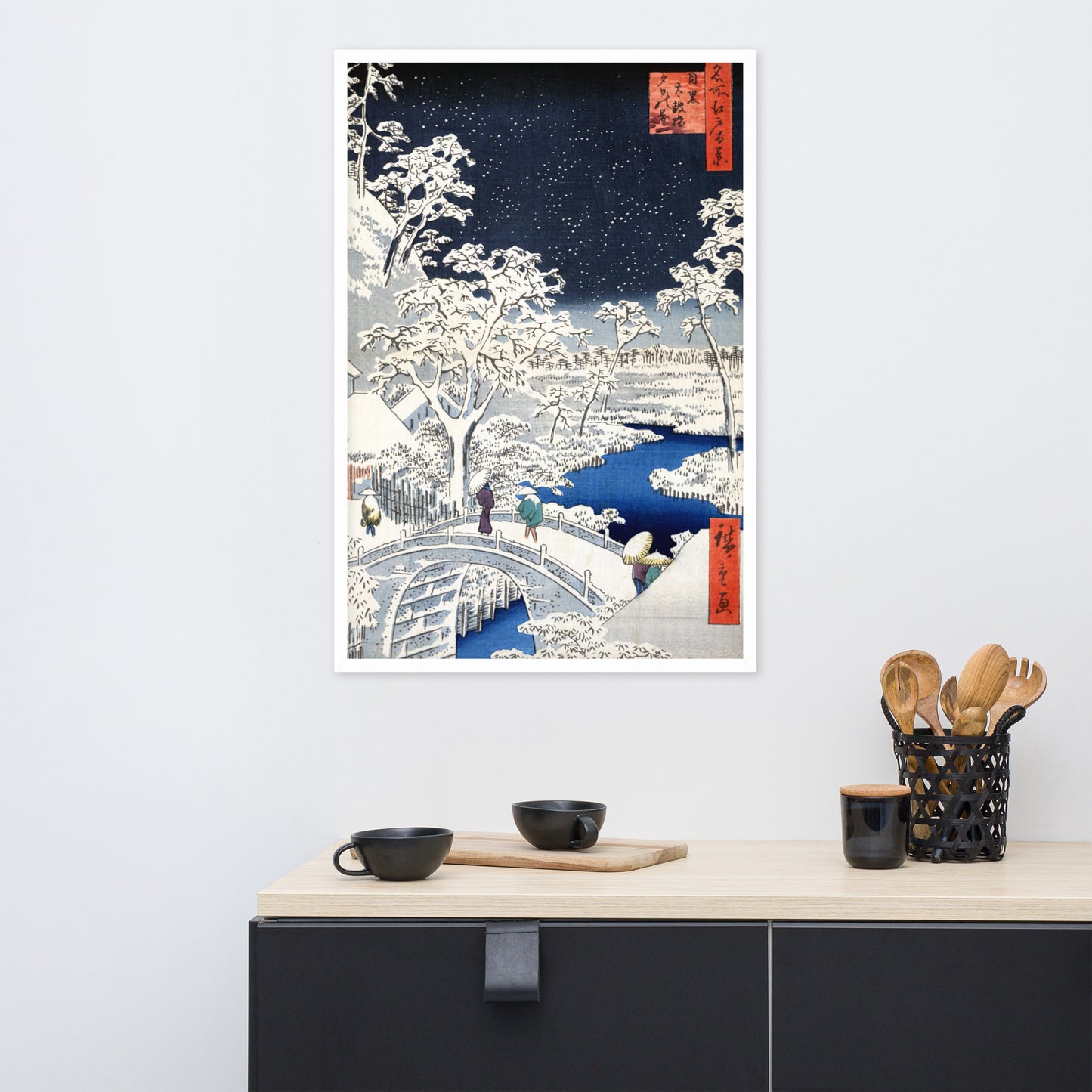 Drum bridge at Meguro and Sunset Hill by Utagawa Hiroshige