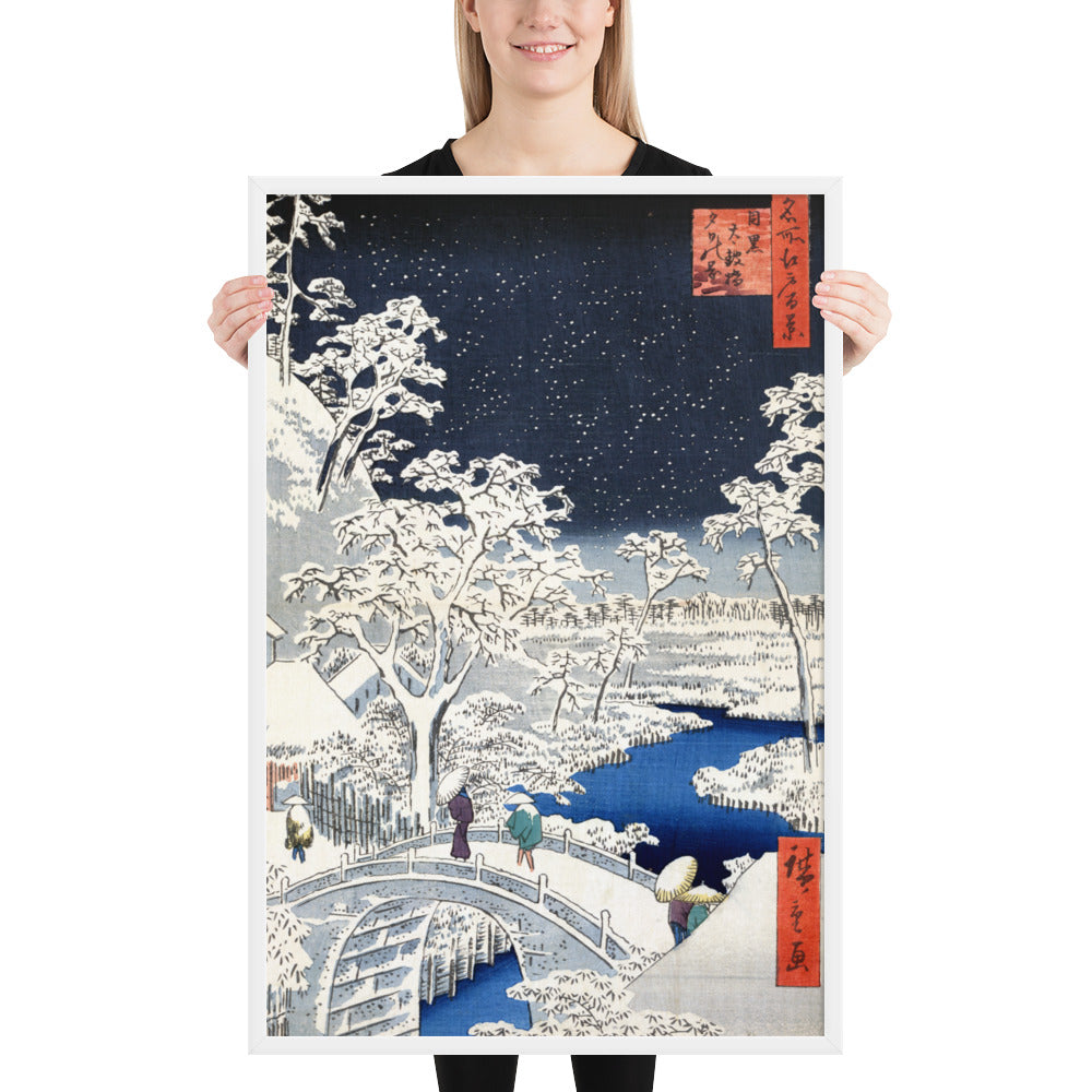 Drum bridge at Meguro and Sunset Hill by Utagawa Hiroshige