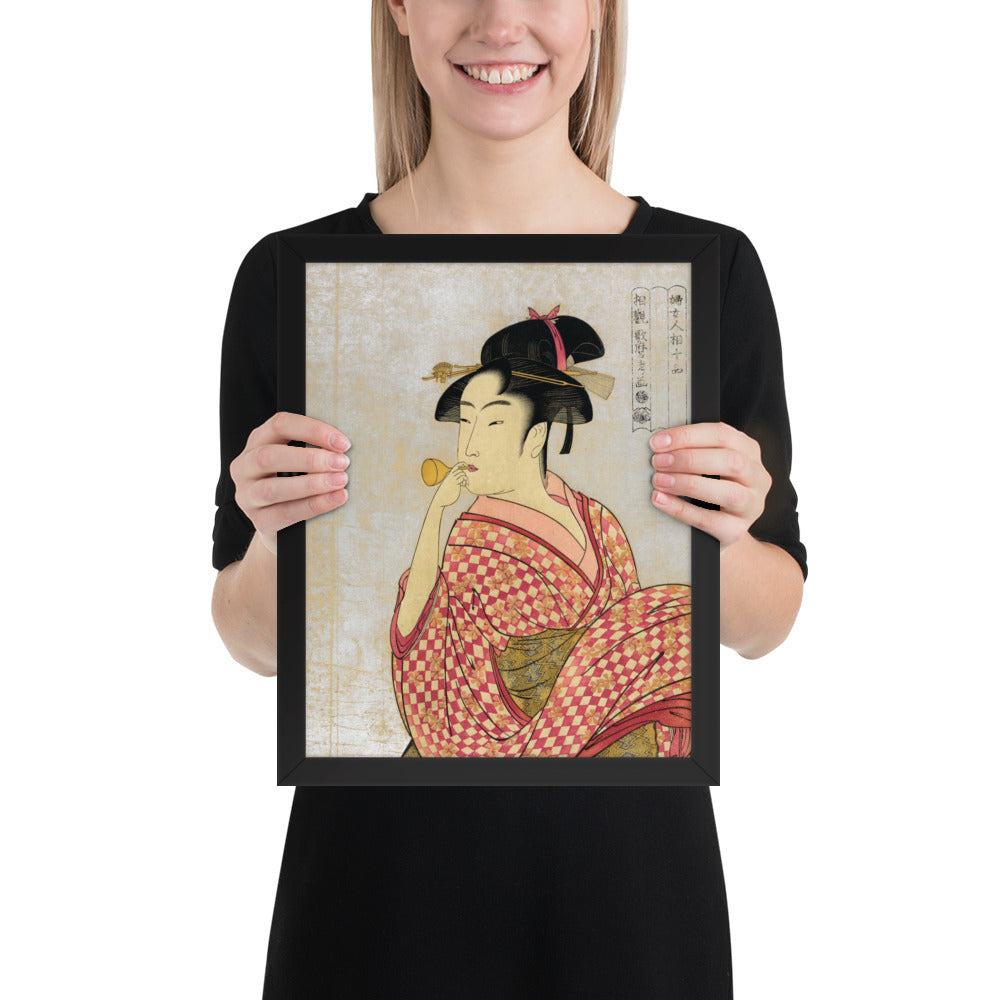 Young Lady Blowing on a Poppin by Kitagawa Utamaro
