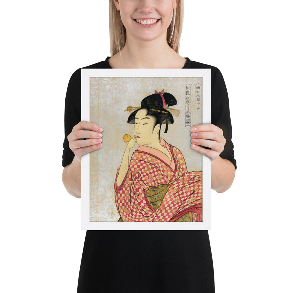 Young Lady Blowing on a Poppin by Kitagawa Utamaro