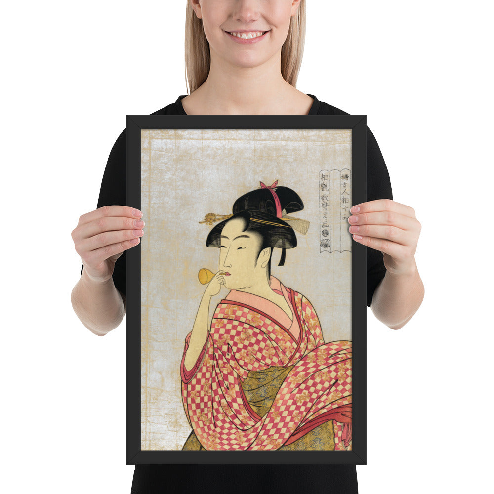 Young Lady Blowing on a Poppin by Kitagawa Utamaro