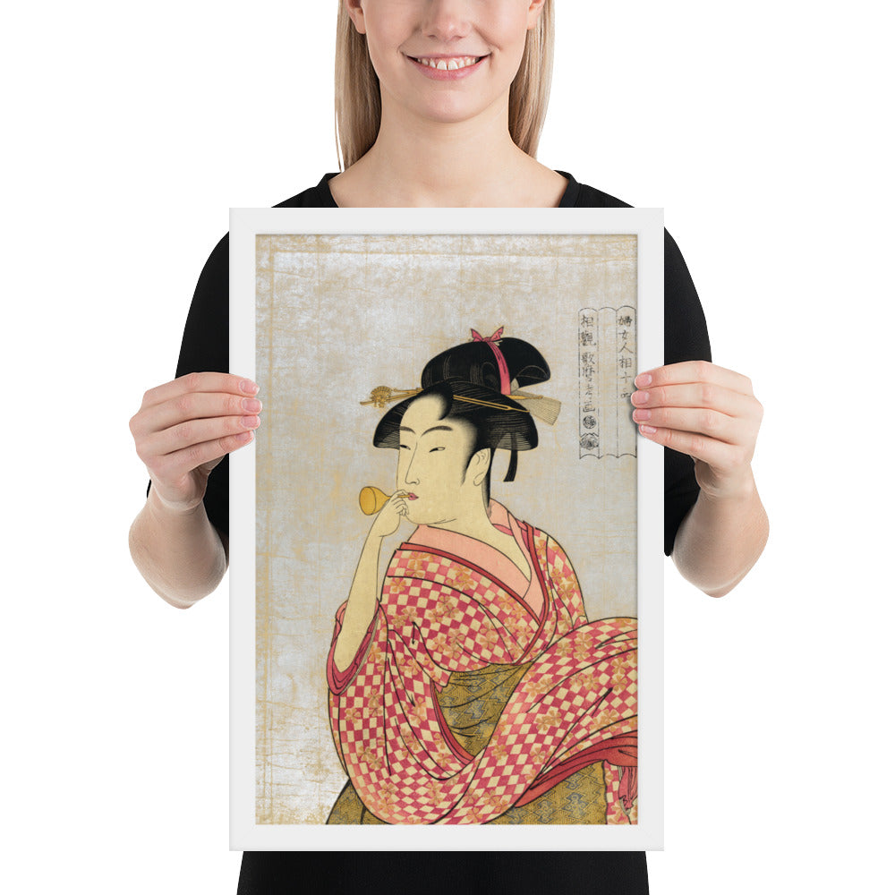 Young Lady Blowing on a Poppin by Kitagawa Utamaro