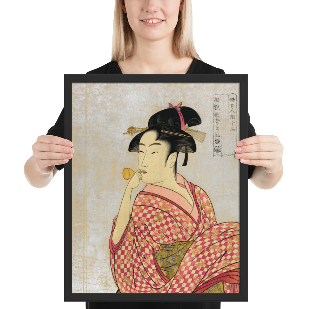 Young Lady Blowing on a Poppin by Kitagawa Utamaro