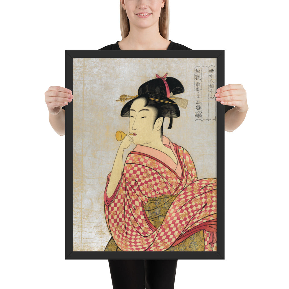 Young Lady Blowing on a Poppin by Kitagawa Utamaro