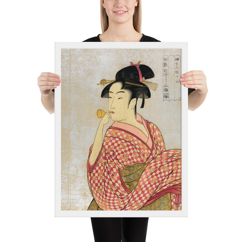 Young Lady Blowing on a Poppin by Kitagawa Utamaro