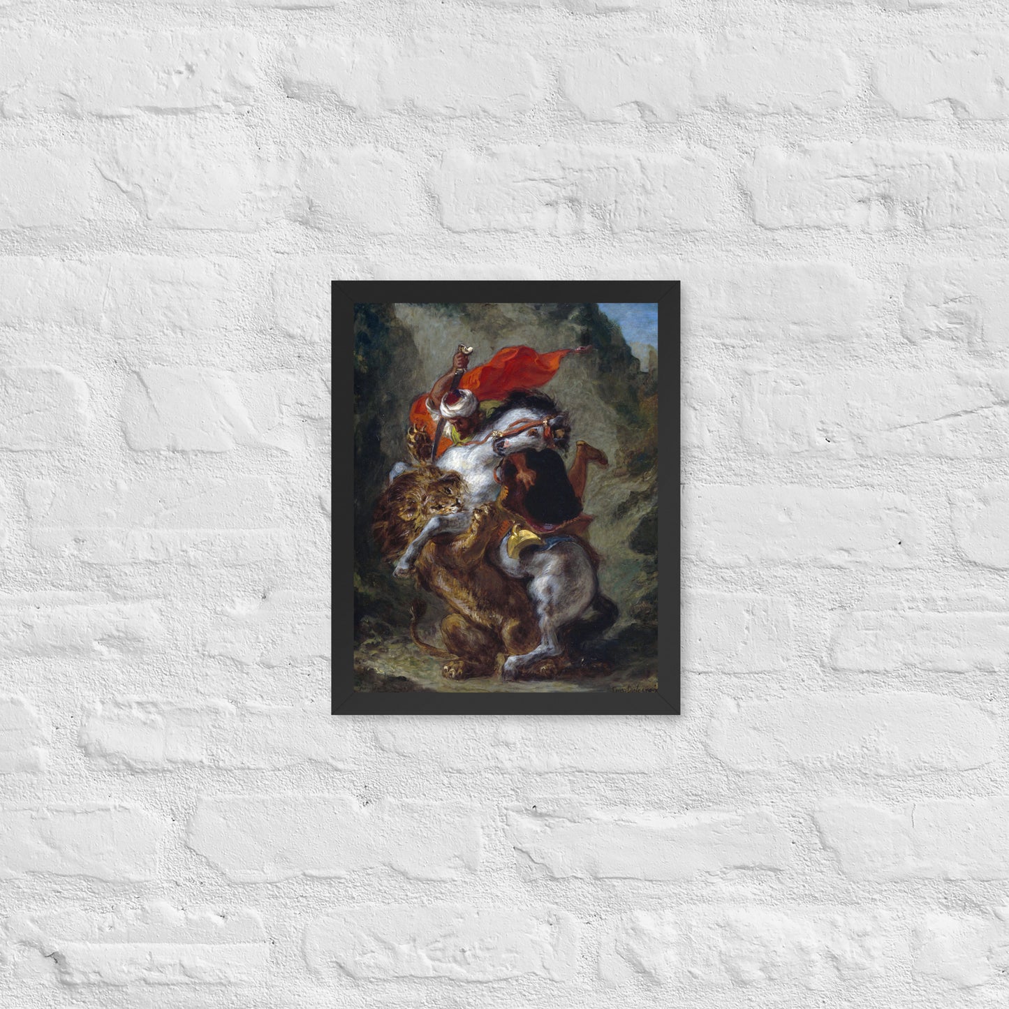Arab Horseman Attacked by a Lion by Eugène Delacroix
