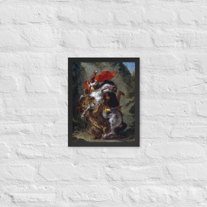 Arab Horseman Attacked by a Lion by Eugène Delacroix