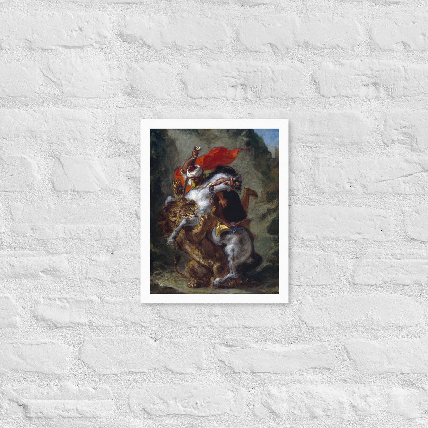Arab Horseman Attacked by a Lion by Eugène Delacroix