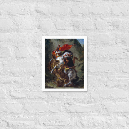 Arab Horseman Attacked by a Lion by Eugène Delacroix