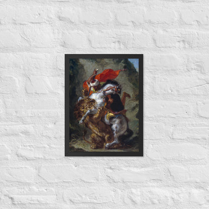 Arab Horseman Attacked by a Lion by Eugène Delacroix