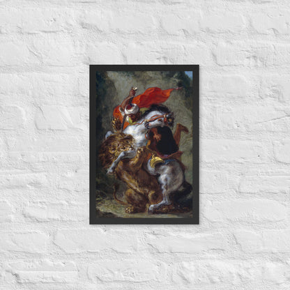 Arab Horseman Attacked by a Lion by Eugène Delacroix