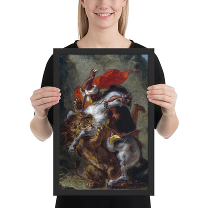 Arab Horseman Attacked by a Lion by Eugène Delacroix