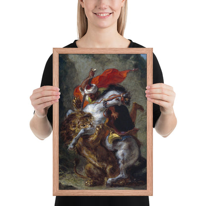 Arab Horseman Attacked by a Lion by Eugène Delacroix
