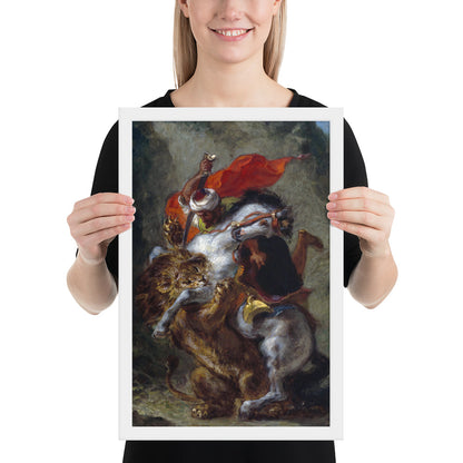 Arab Horseman Attacked by a Lion by Eugène Delacroix