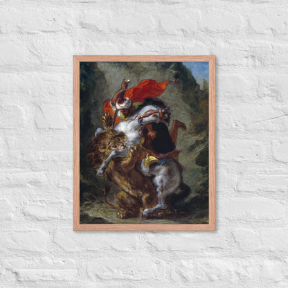 Arab Horseman Attacked by a Lion by Eugène Delacroix