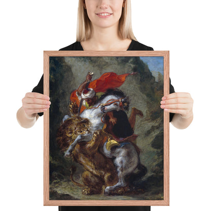 Arab Horseman Attacked by a Lion by Eugène Delacroix