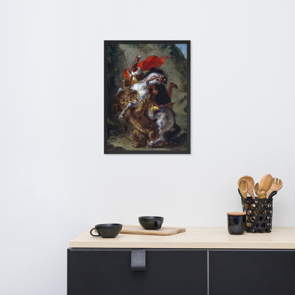 Arab Horseman Attacked by a Lion by Eugène Delacroix