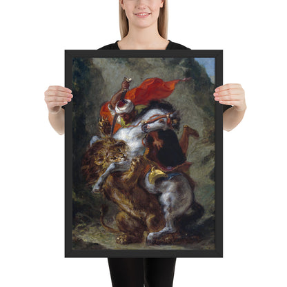 Arab Horseman Attacked by a Lion by Eugène Delacroix