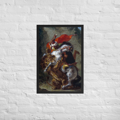 Arab Horseman Attacked by a Lion by Eugène Delacroix