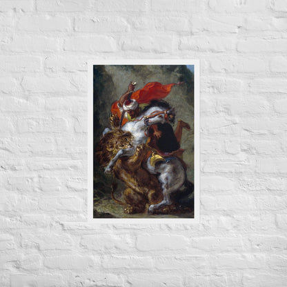 Arab Horseman Attacked by a Lion by Eugène Delacroix