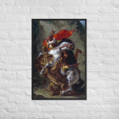 Arab Horseman Attacked by a Lion by Eugène Delacroix