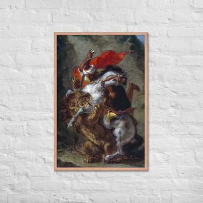 Arab Horseman Attacked by a Lion by Eugène Delacroix
