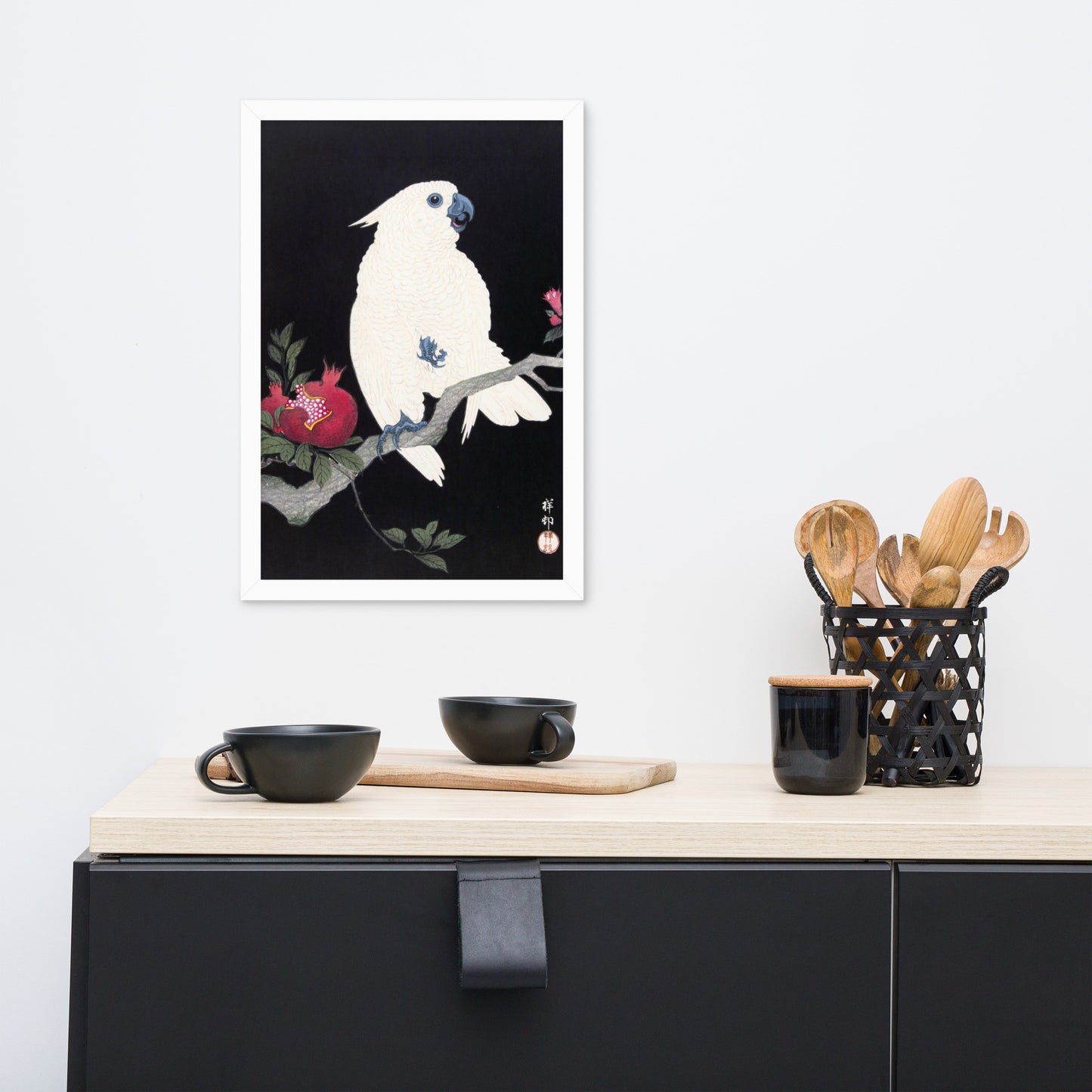 Cockatoo and Pomegranate by Ohara Koson