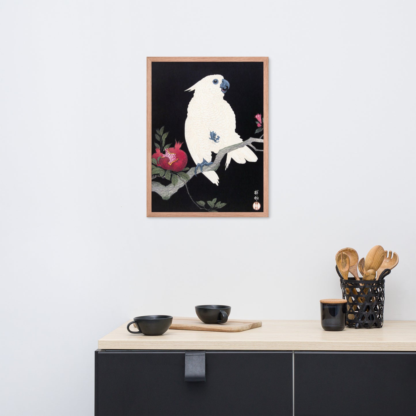 Cockatoo and Pomegranate by Ohara Koson