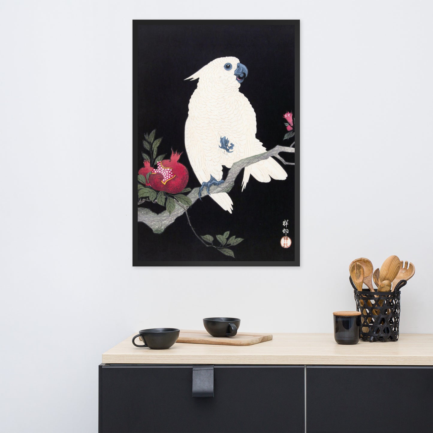 Cockatoo and Pomegranate by Ohara Koson
